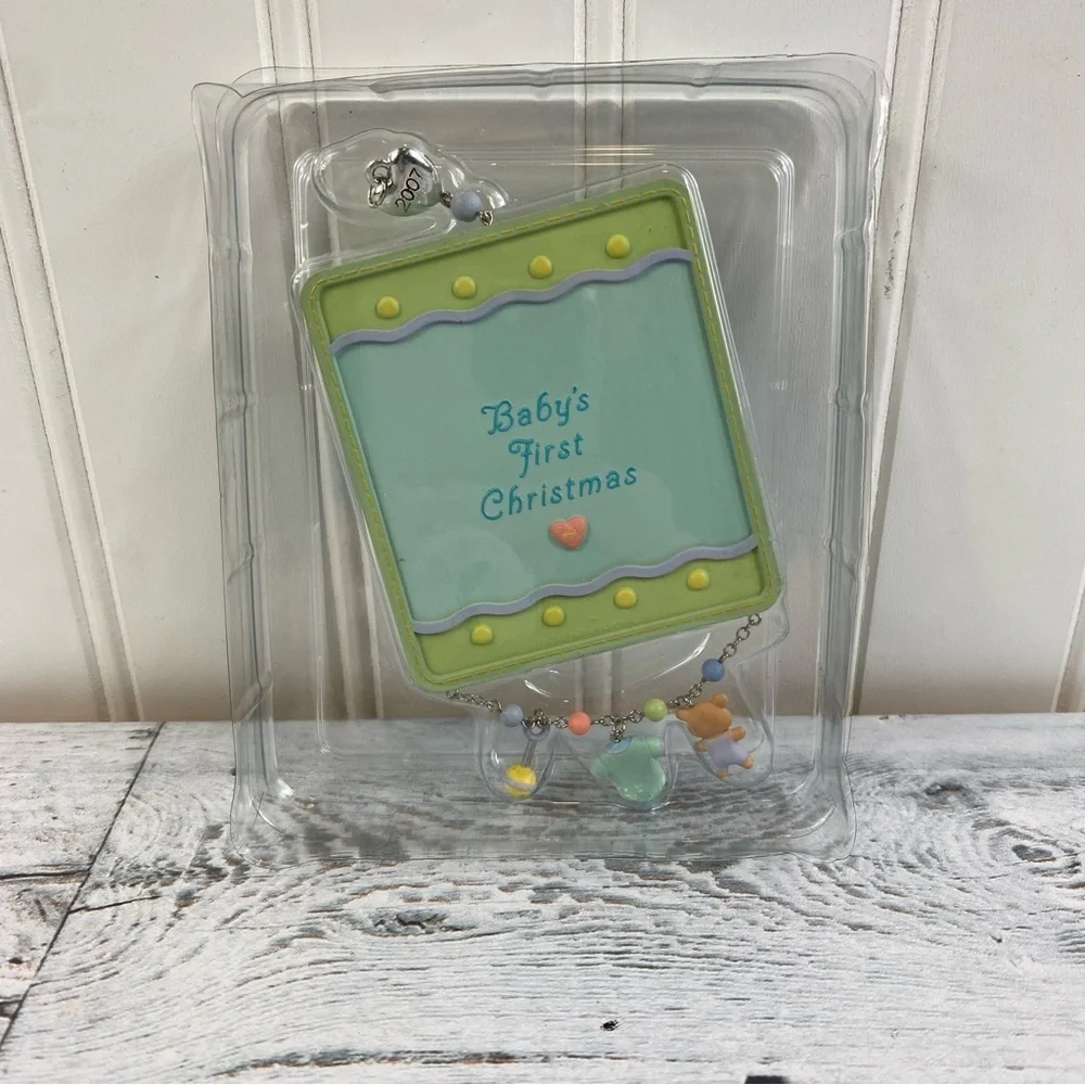 Hallmark Keepsake Baby's‎ First Christmas Jewelry Photo Frame - Blue and Yellow